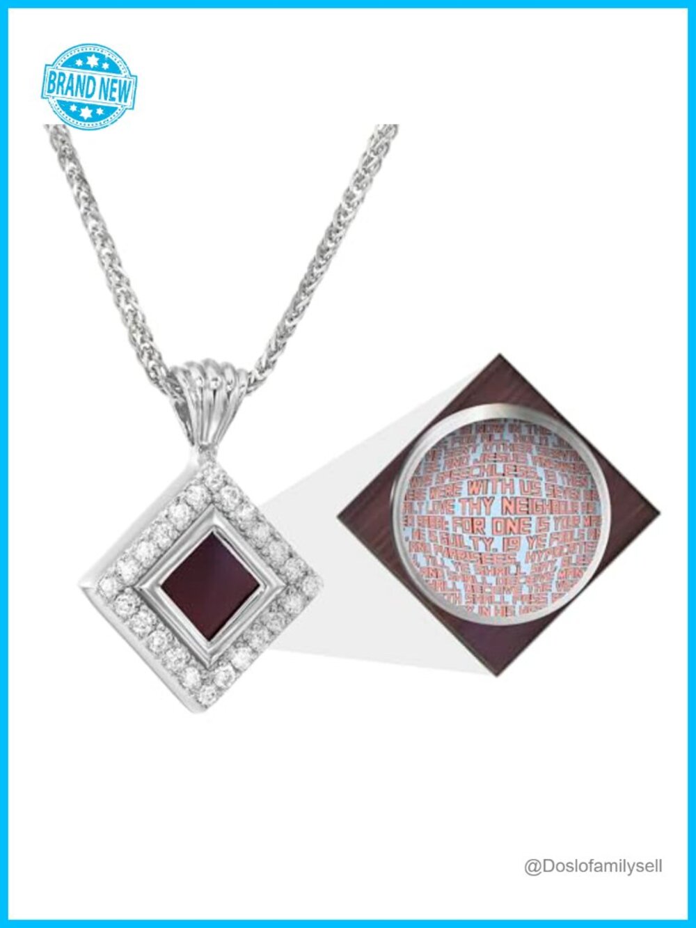 925 Sterling Silver CZ Christian Necklace KJV Nano Bible Pendant